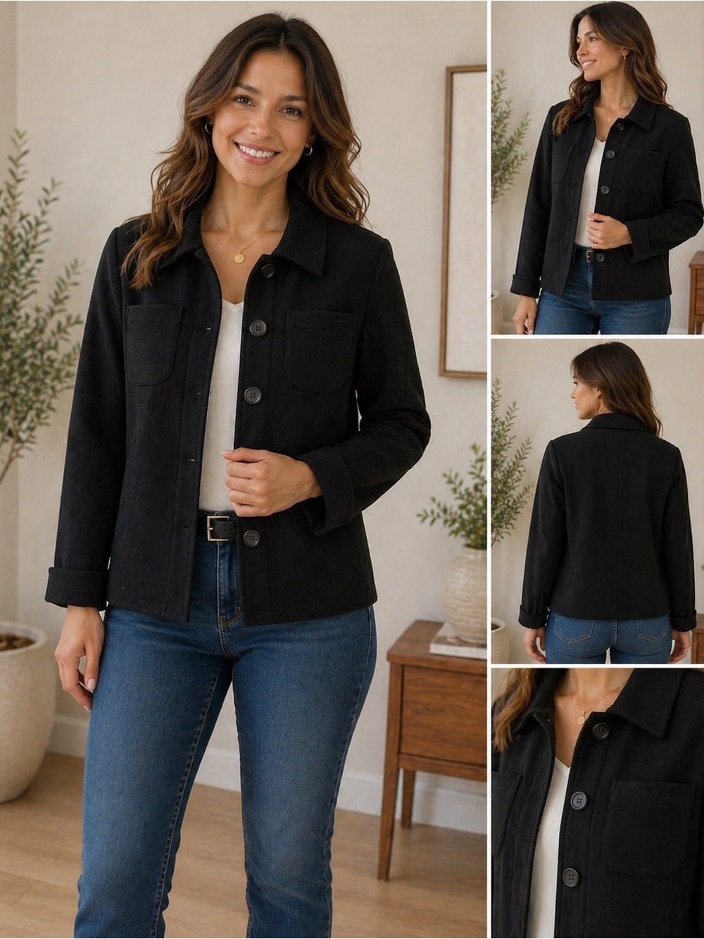 Harve Bernard black wool blend coat 12P